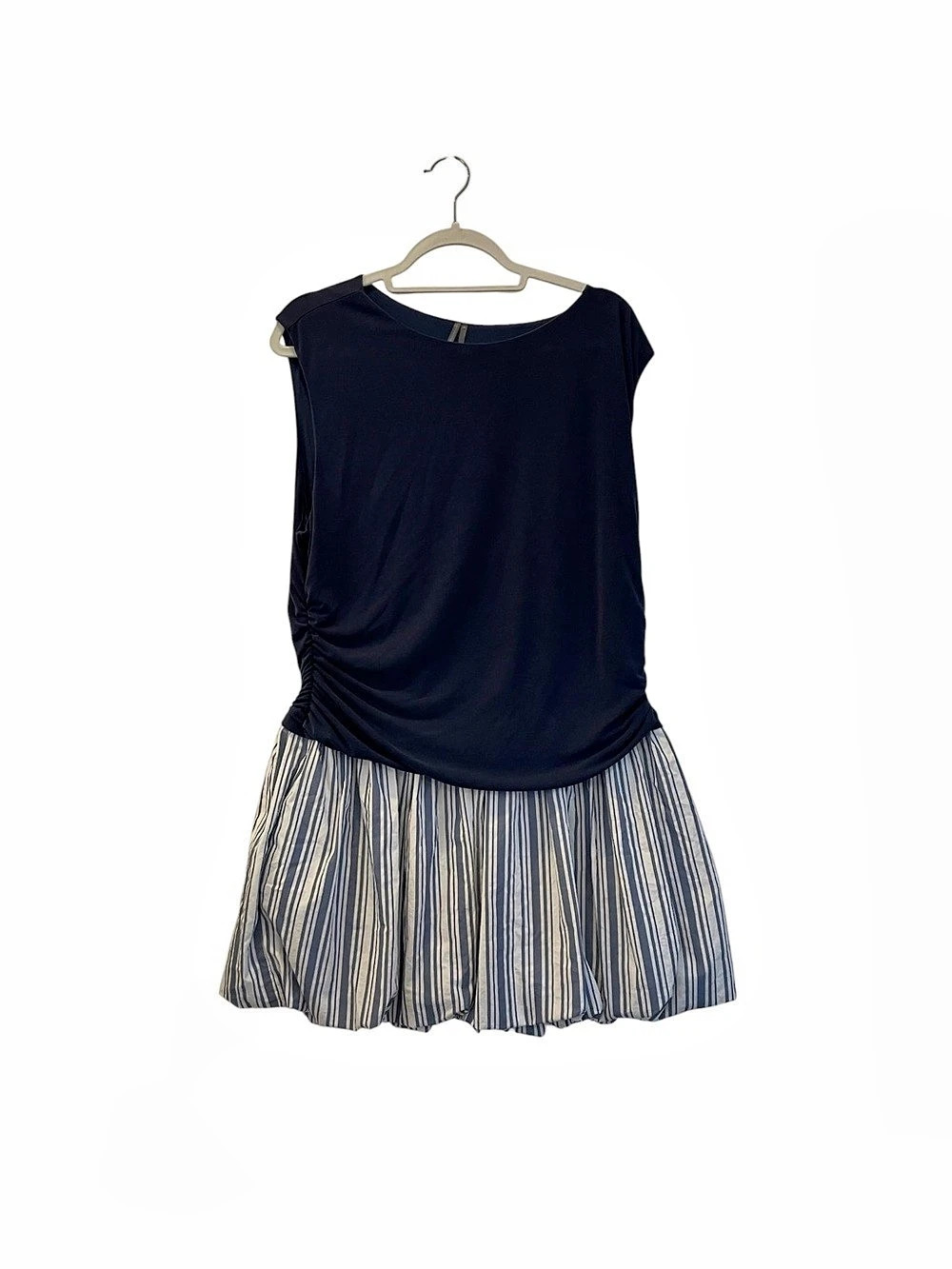 Anthropologie Striped Mini Bubble Dress in Blue & White NWT